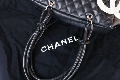 Chanel Cambon Line Black Quilted Leather Shoulder Bag with box