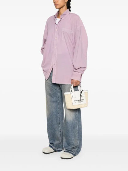 KARL LAGERFELD LEATHER STRUCTURED HANDHELD BAG