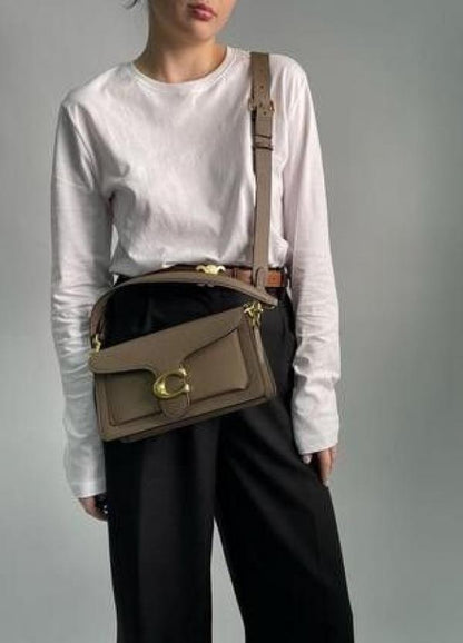 Coach tabby 26 shoulder bag in dark stone color with box