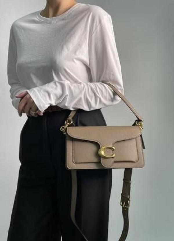 Coach tabby 26 shoulder bag in dark stone color with box