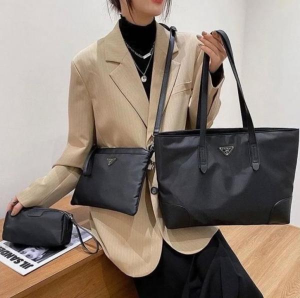 Prada Nylon Tote Bag With Dustbag Pouch Wallet Slingbelt