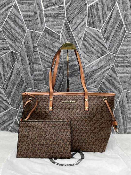 Miichael Kors Jet Set Brown Travel Tote With Wallet