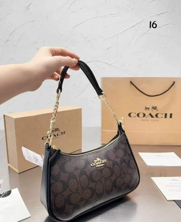 Coach teri shoulder bag in signature canvas bag with box