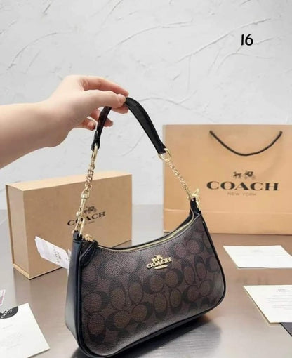 Coach teri shoulder bag in signature canvas bag with box
