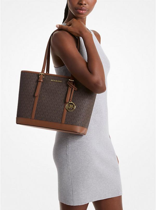 Miichael Kors jet set travel signature small top zip shoulder tote bag with dust cover