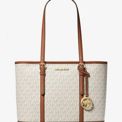 Miichael Kors jet set travel signature small top zip shoulder tote bag with dust cover