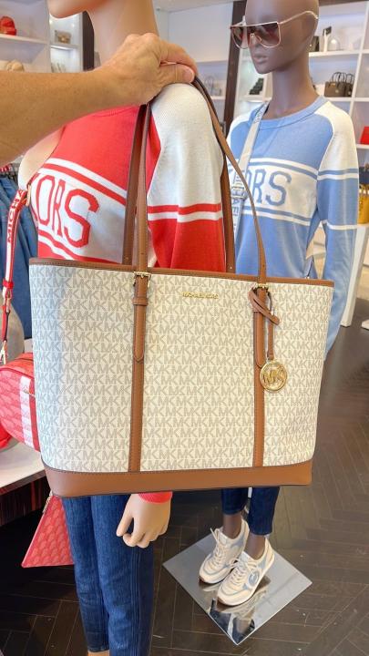 Miichael Kors jet set travel signature small top zip shoulder tote bag with dust cover