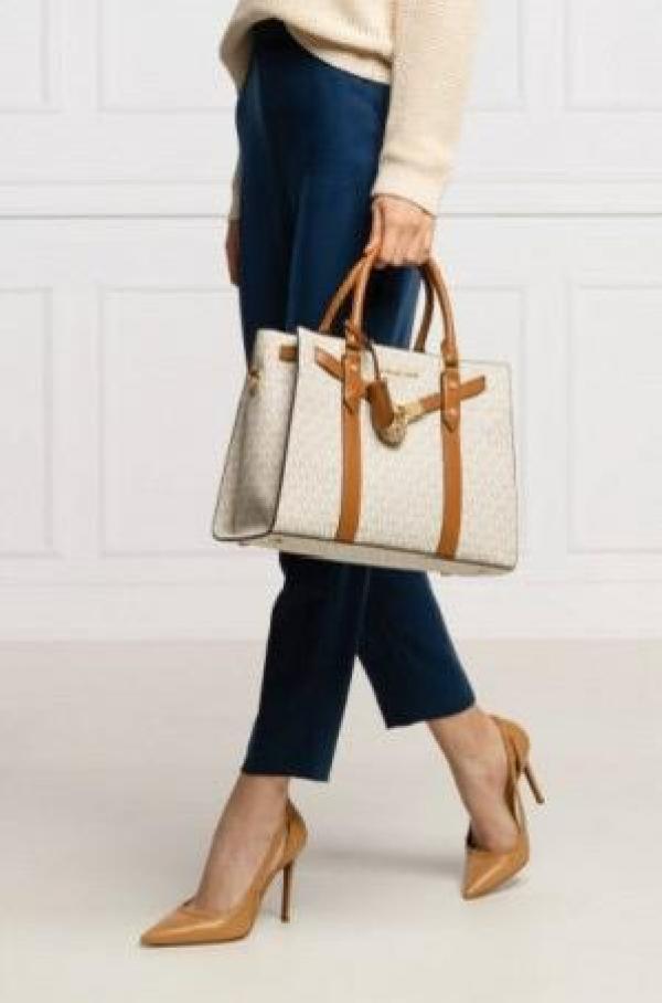 Michael Kors MK Nouveau Hamilton Large Satchel Bag With Dust Bag Coffee Brown