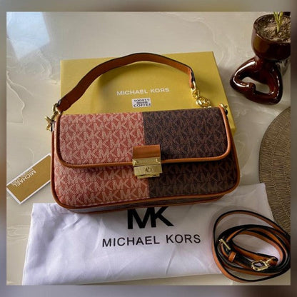 Michael Michael kors Bradshaw Two Tone Logo Convertible Shoulder bag with box