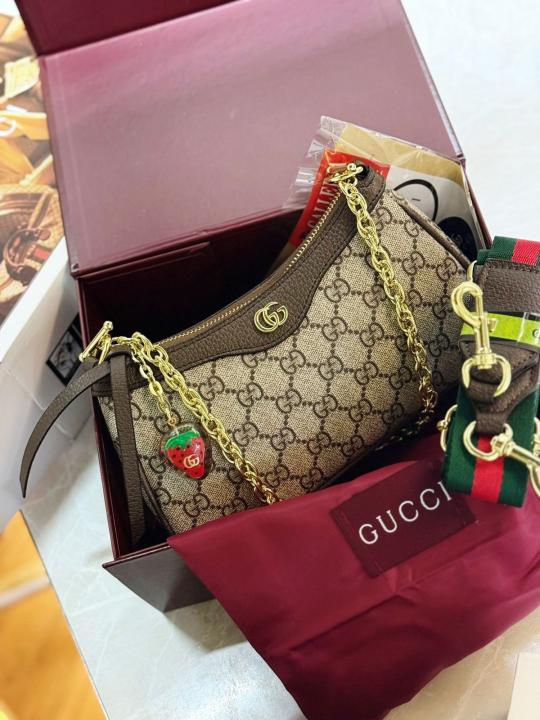 Gucci ophidia gg shoulder bag with cherry zip double box red box packing(carry bag)