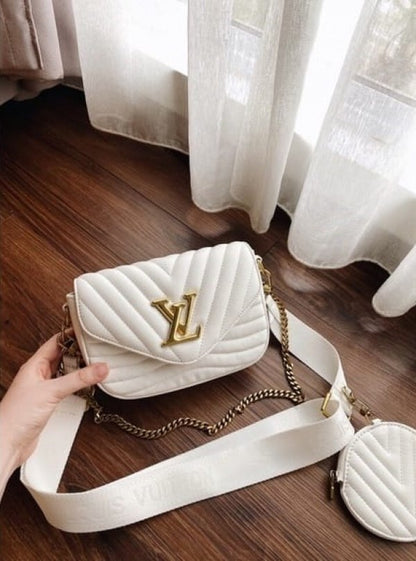 Louis Vuttion LV Multi Pochette Wave With Box &amp; Dust Bag Pouch Sling Belt Sling Chain