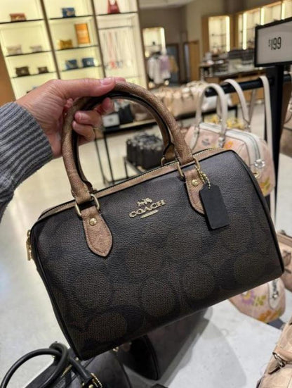 Coach Rowan Satchel In Signature Blocked Bag With Box Dustbag SlingBelt