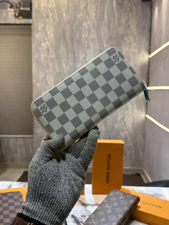 Vuitton coffee checkerboard zipper long clip presbyopic long wallet brown With Box