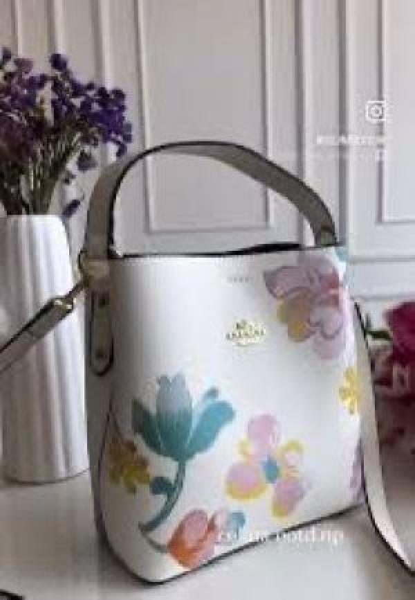 Coach floral bucket with box premium quality with box