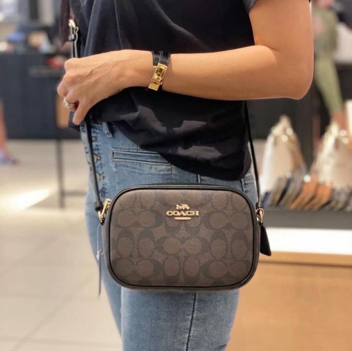 Coach Teri Singature Canvas Shoulder Bag With Box Dustbag SlingBelt