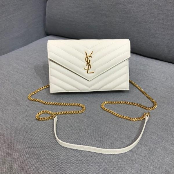 Saiint Laurent Envelope Bag White Gold With Original Box &amp; Dust Cover