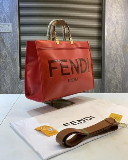 Fendii roma plain ladies trendy leather handbag big size
