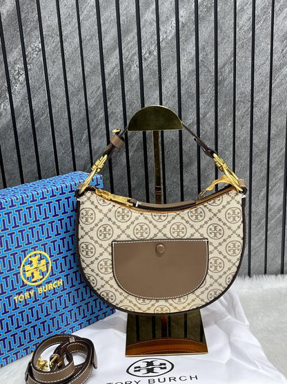 Torry Burch Jacquard Cresent Slingbag With Box