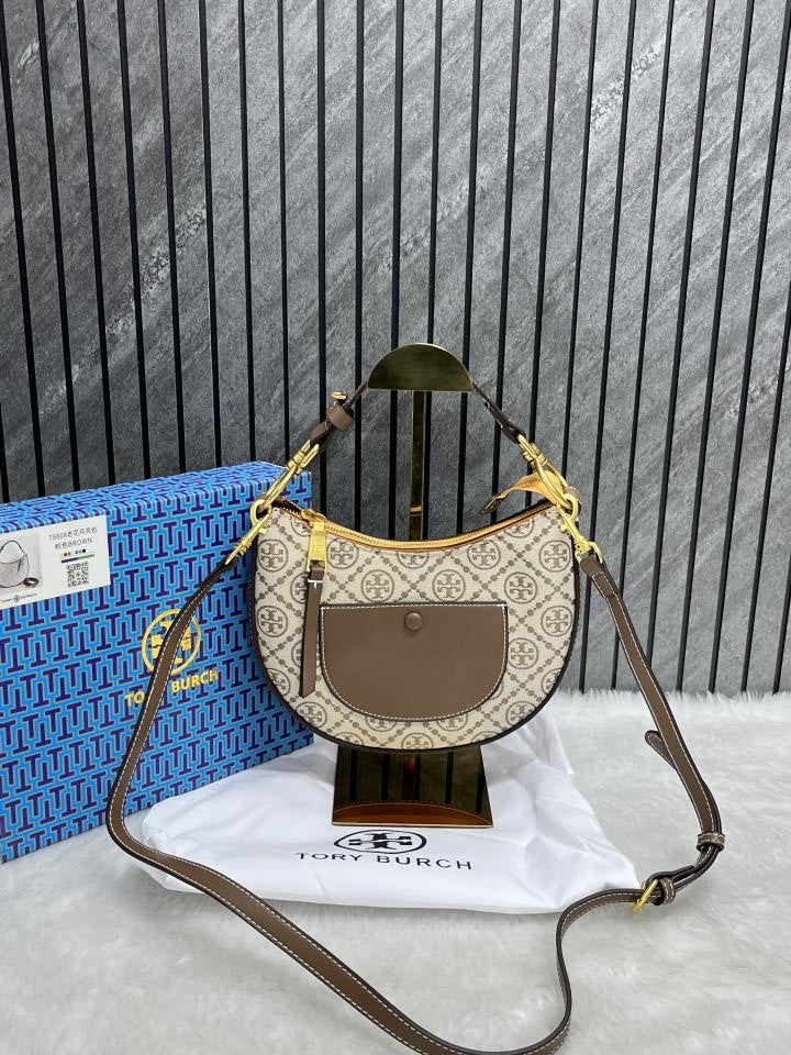 Torry Burch Jacquard Cresent Slingbag With Box
