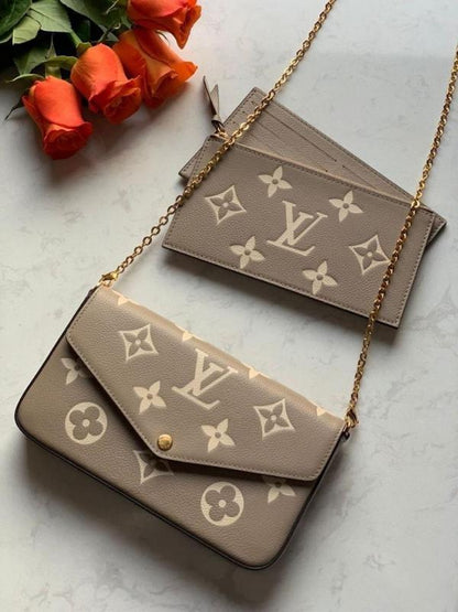 Louiis Vuiitton Pochette Felicie Monogram Empreinte Leather Purse Handbags Bag