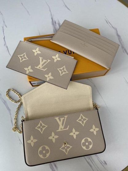 Louiis Vuiitton Pochette Felicie Monogram Empreinte Leather Purse Handbags Bag