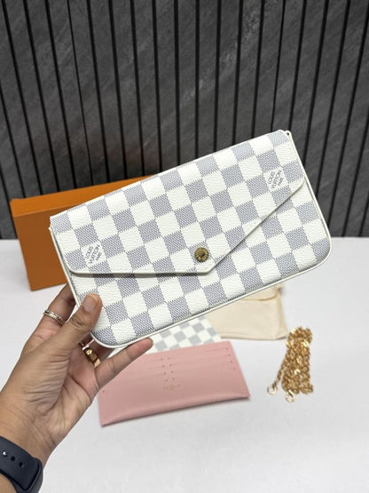 Louiis Vuitton Pochette Felicie Monogram Empreinte Leather Purse Handbags Bag