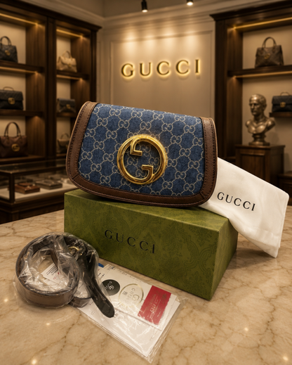 Guccii blondie top handle sling bag with box with sling belt