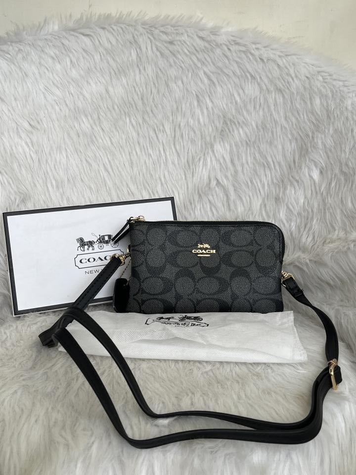 Coacch Dual Zip Wristlet Sling Bag With Original Box &amp; Dustcover Packingh
