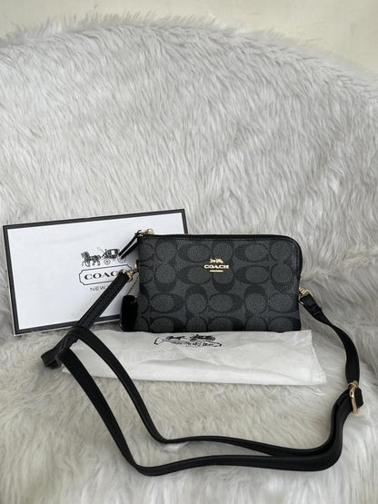 Coacch Dual Zip Wristlet Sling Bag With Original Box &amp; Dustcover Packingh