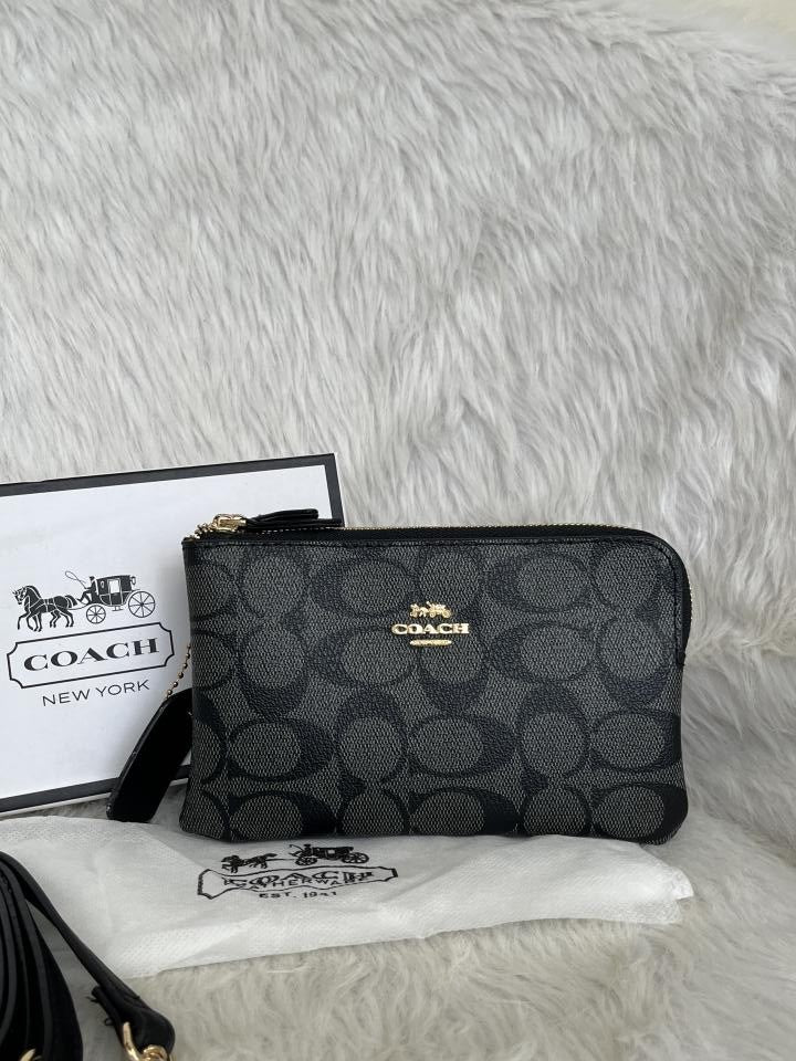 Coacch Dual Zip Wristlet Sling Bag With Original Box &amp; Dustcover Packingh