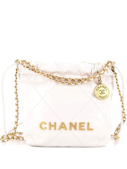 Chanell pre owned Chain Hobo Quilted Calfskin Mini crossbody bag with premium quality box