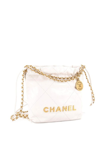 Chanell pre owned Chain Hobo Quilted Calfskin Mini crossbody bag with premium quality box