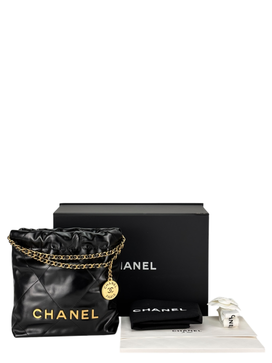 Chanell pre owned Chain Hobo Quilted Calfskin Mini crossbody bag with premium quality box