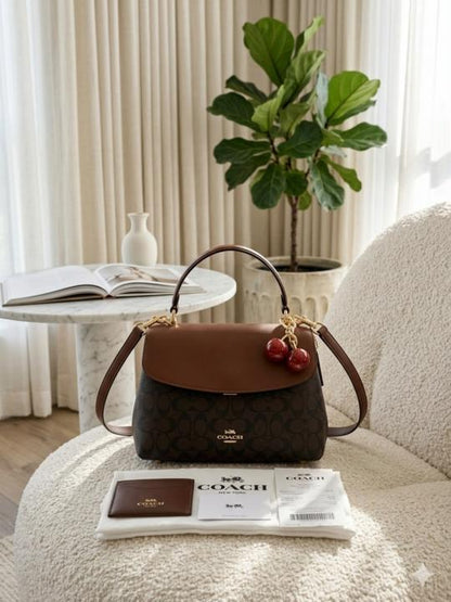 COACHH EMORY HANDLE BAG WITH CHERRY CHARM AND PREMIUM QUALITY BOX