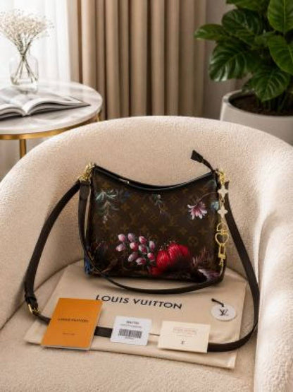 LOIIUS VUTTON  HOBO BAG WITH FLOWER CHARM AND PREMIUM QUALITY BOX