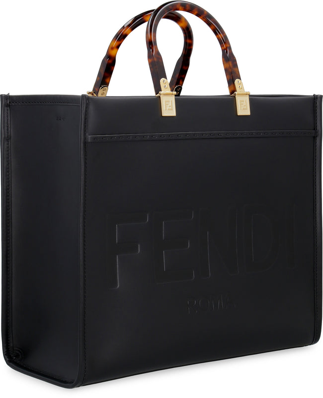 Fendi Roma Plain Ladies Trendy Leather Handbag with dust cover premium quality