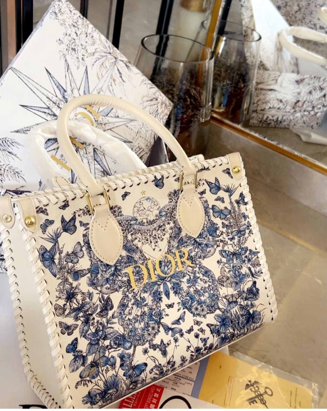 CHRISTIAN DIOR BRAIDED TOTE BAG WITH BOX