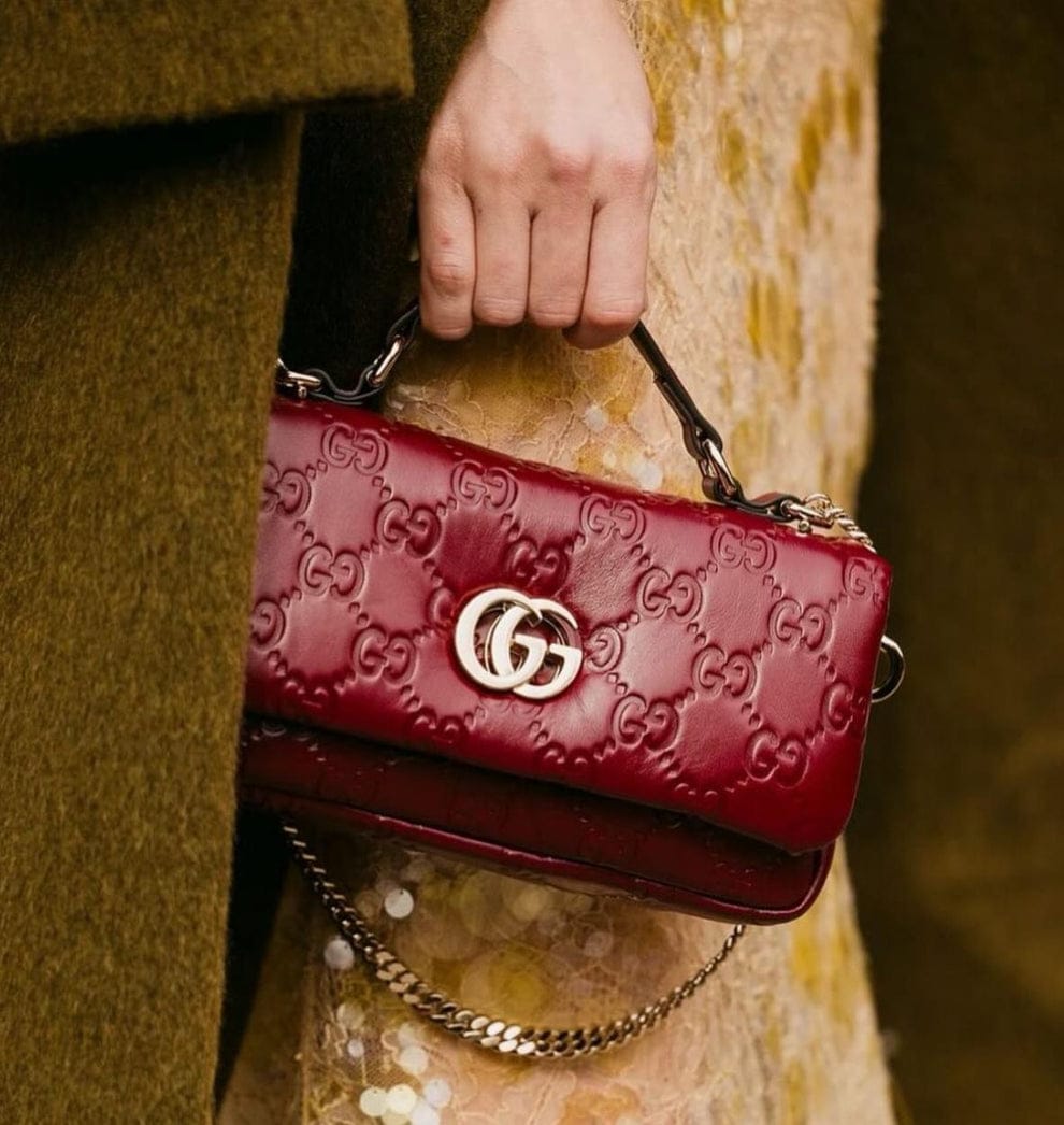 Gucci GG Milano Mini Leather Tote Bag with Red Magnetic Box