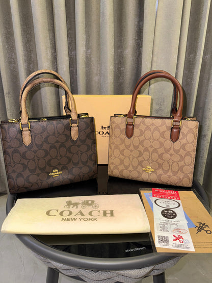 Coach Maggie Small Tote Bag In Blocked Signature Canvas with extra long sling &amp; with box