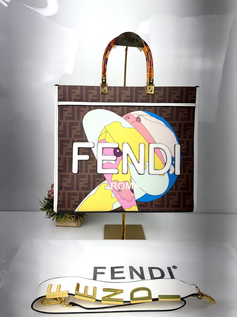 Fendii roma sunshine large size tote bag with dust cover