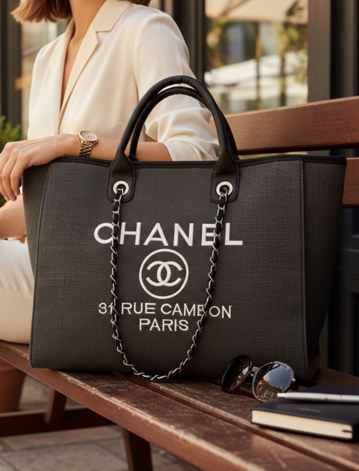 Chanel Small Deauville Tote Bag With Dust Cover premium quality