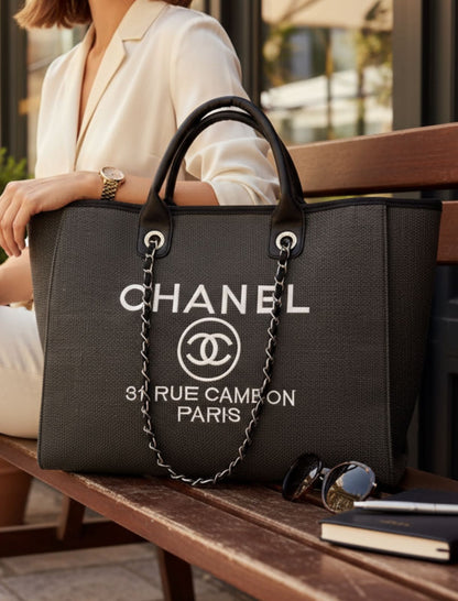 Chanel Small Deauville Tote Bag With Dust Cover premium quality