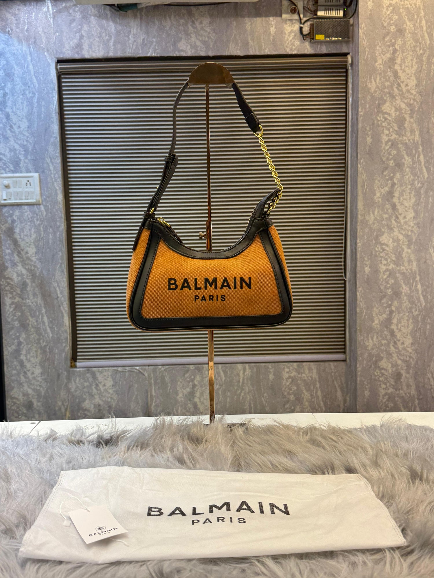 BALMAIN B ARMY LOGO PRINT SHOULDER BAG WITHOUT BOX