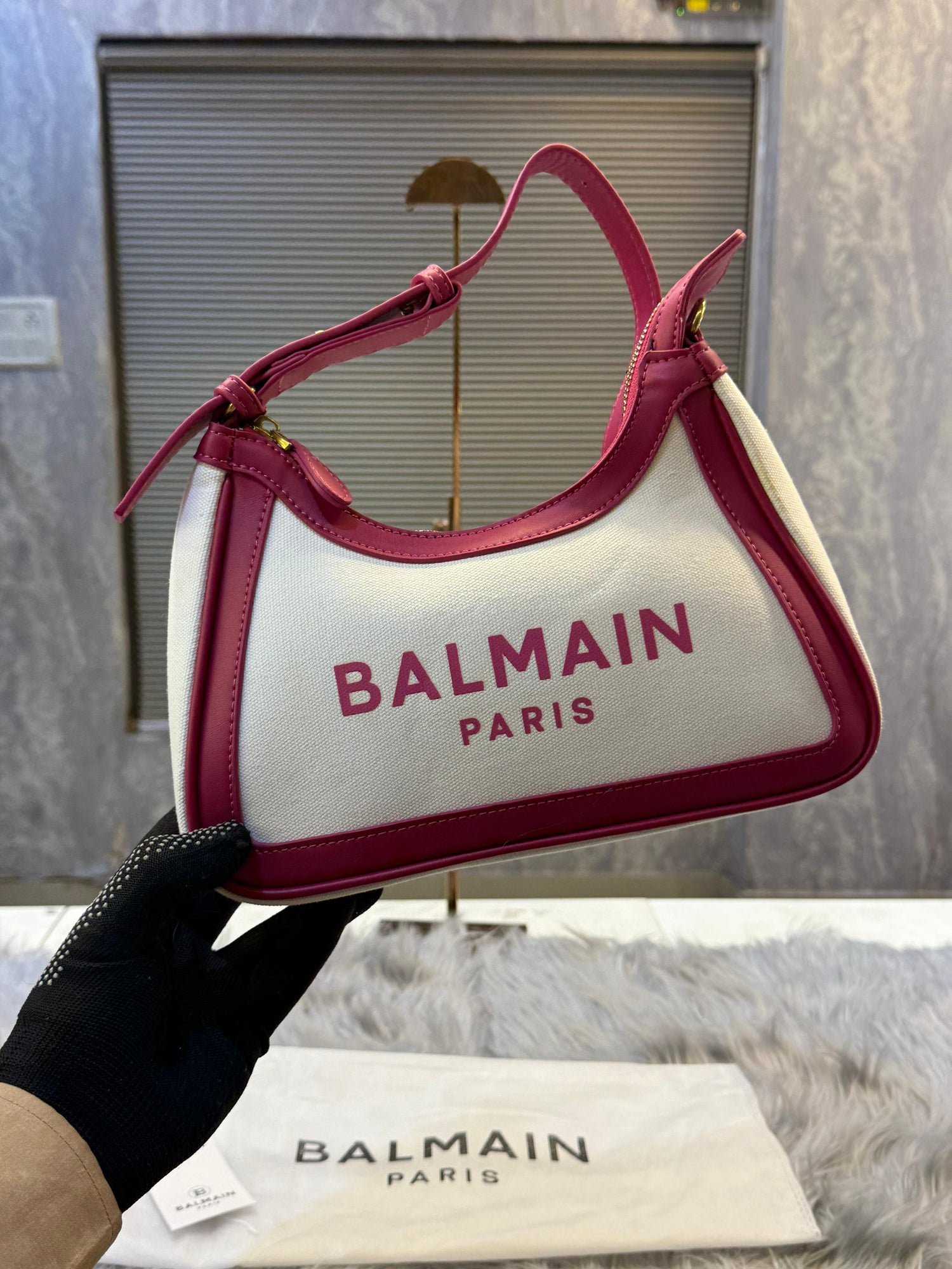 BALMAIN B ARMY LOGO PRINT SHOULDER BAG WITHOUT BOX