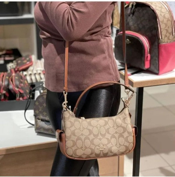 Coachh pennie shoulder bag signature canvas with box