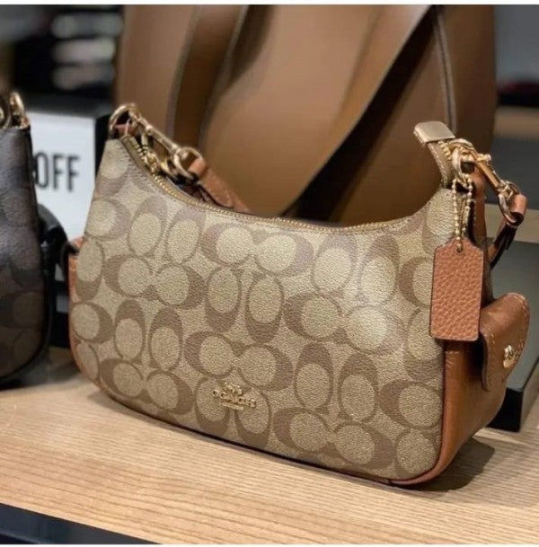 Coachh pennie shoulder bag signature canvas with box