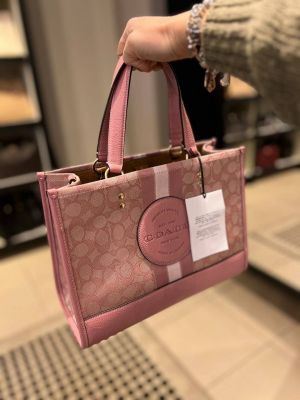 Coacch dempsey carryall signature jacquard stripe and patch with box