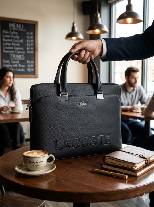 Lacostte laptop bag with dust cover