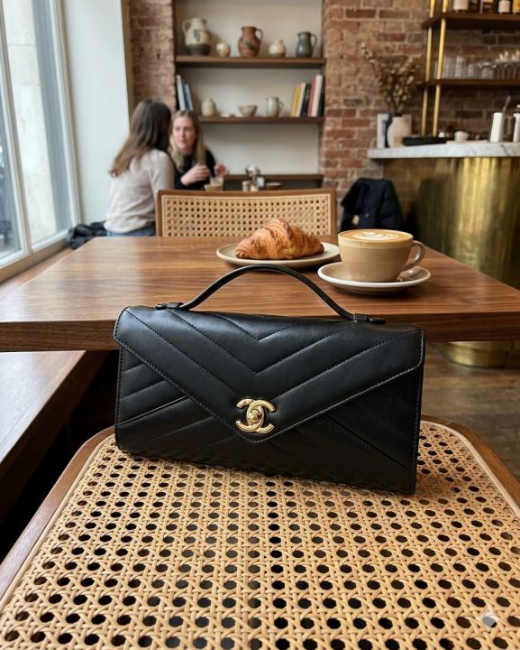 Channel leather wallet on chain with original box