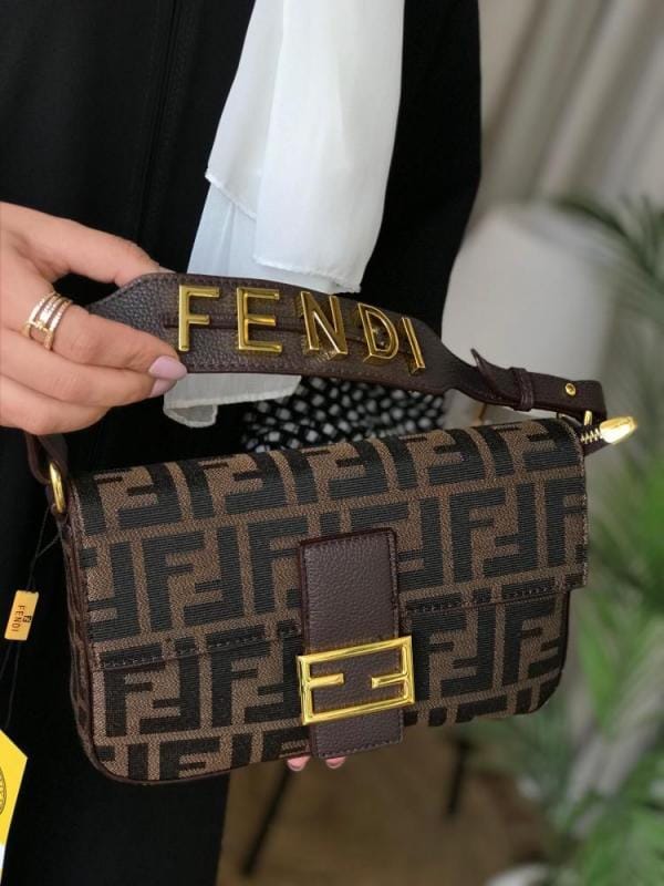 Fendii Baguette Jacquard FF fabric Bag Brown With box